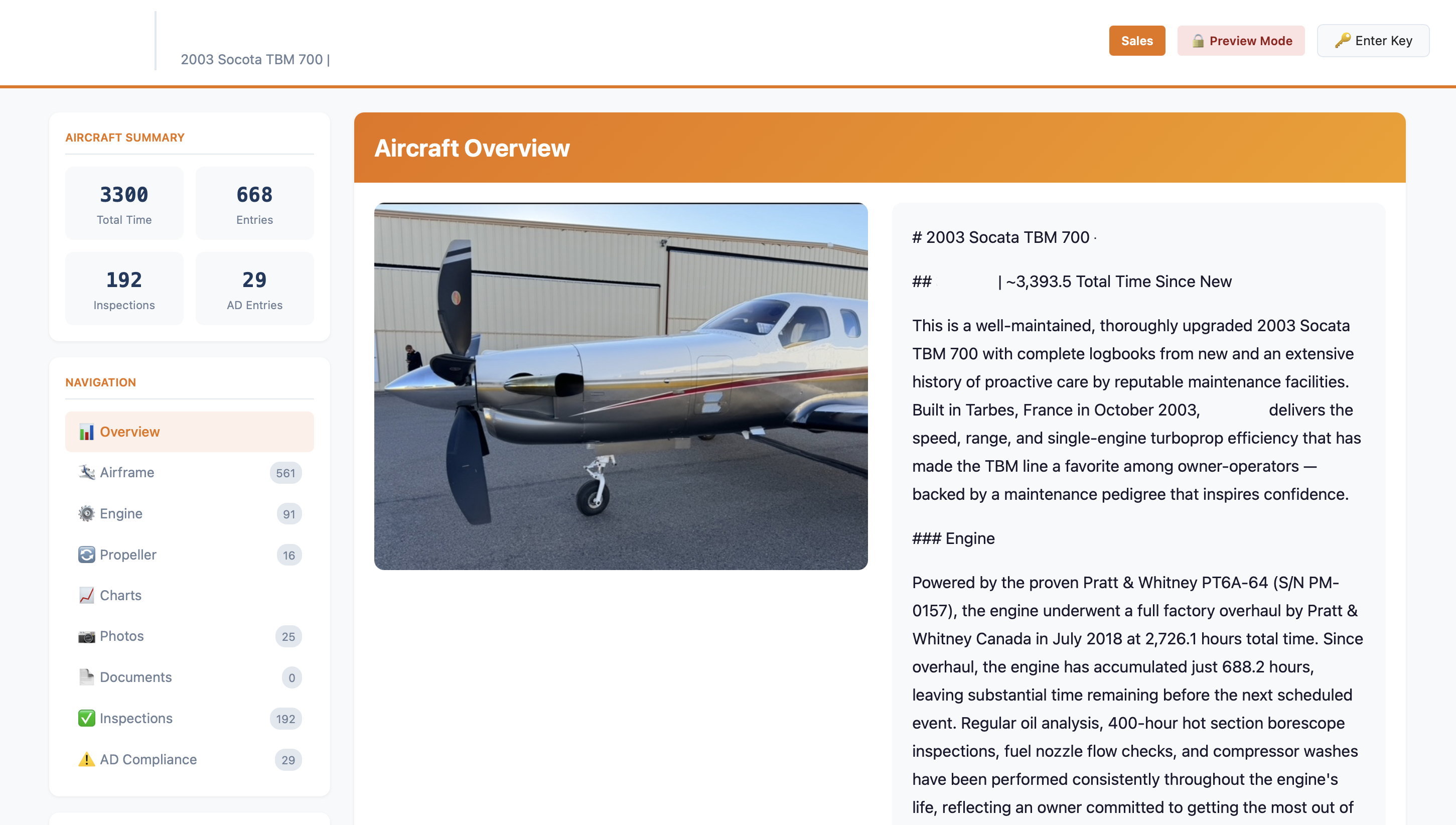 Aircraft sales page generated from VueloMX data